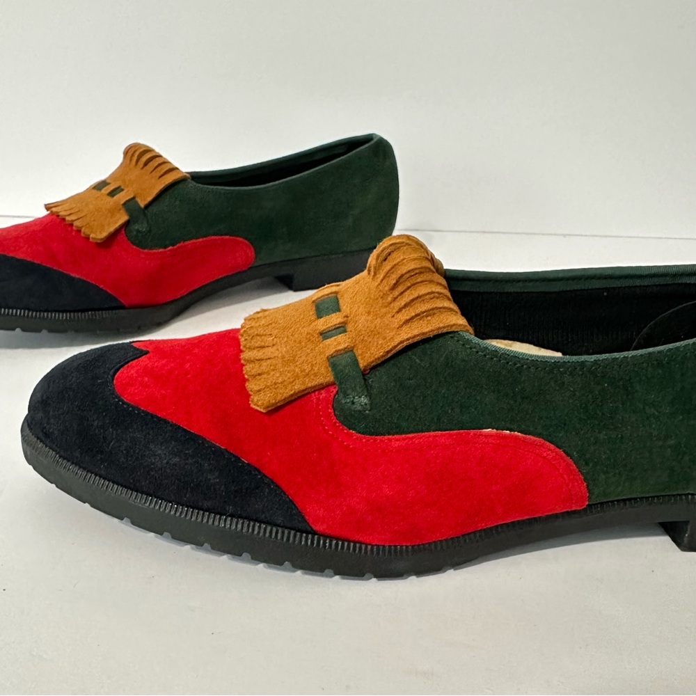 Vintage Loafers Artsy Art to Wear Maximalist Dopamine Kiltie Colorblock Sz 6.5 - Picture 3 of 11